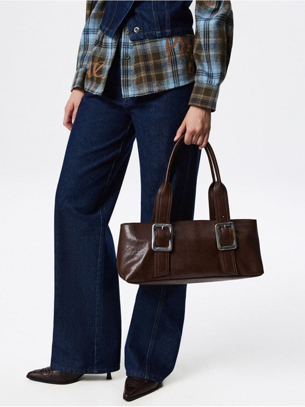 Zara Elongated City Bag with Buckles